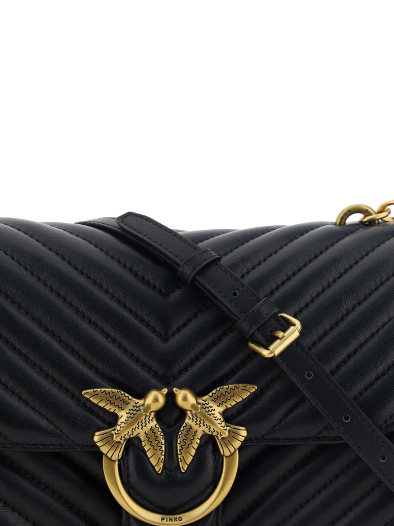 Elegant Black Quilted Leather Shoulder Bag PINKO