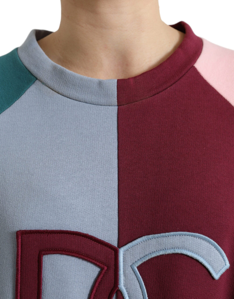 Elegant Multicolor Crew Neck Cotton Sweater Dolce & Gabbana