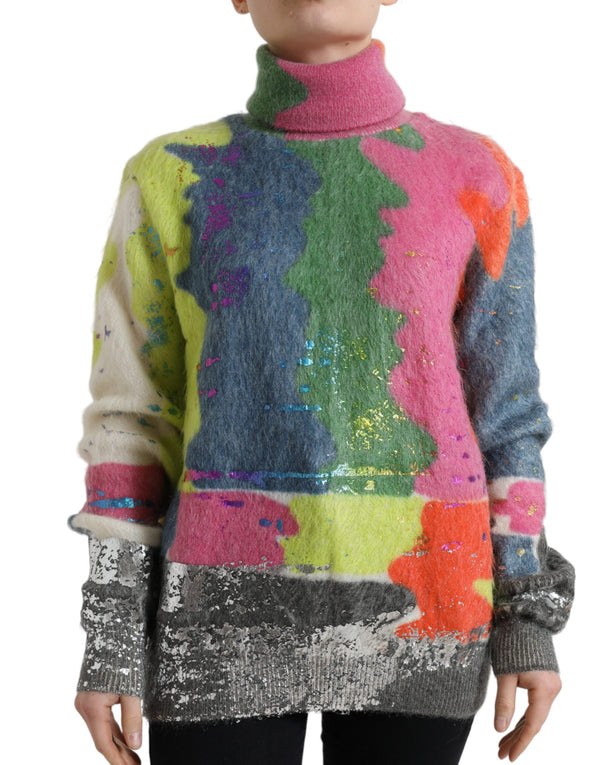 Multicolor Mohair Stripe Turtleneck Sweater Dolce & Gabbana