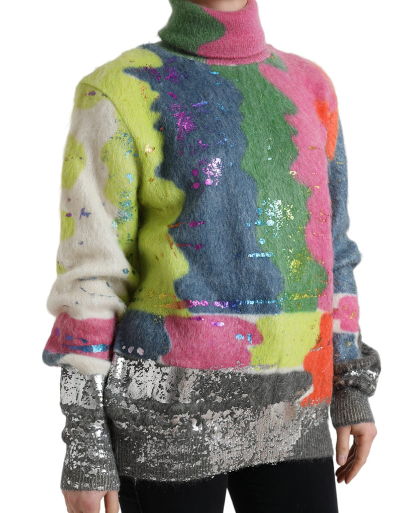 Multicolor Mohair Stripe Turtleneck Sweater Dolce & Gabbana