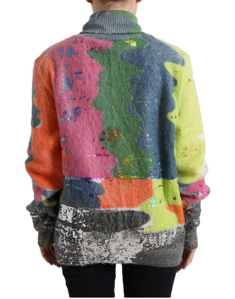 Multicolor Mohair Stripe Turtleneck Sweater Dolce & Gabbana