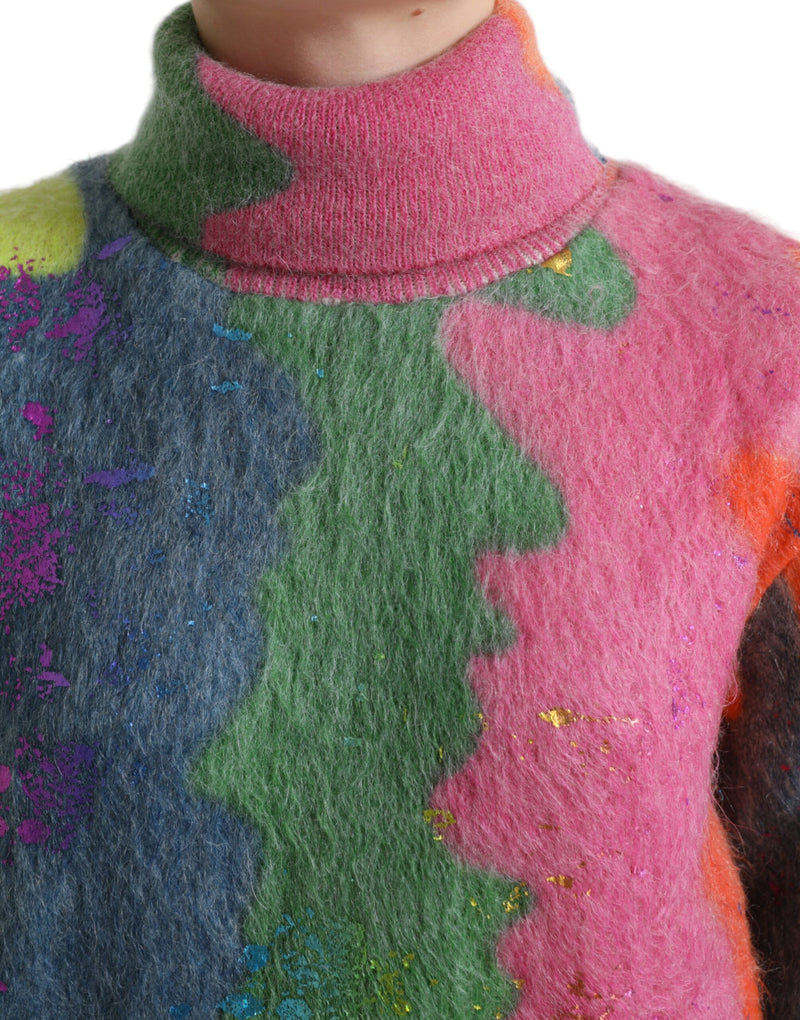 Multicolor Mohair Stripe Turtleneck Sweater Dolce & Gabbana