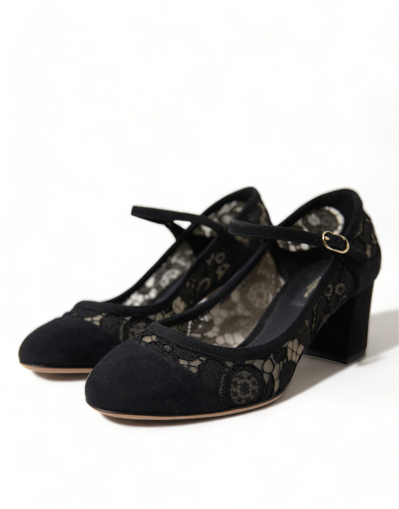 Elegant Suede Mary Jane Lace Heels Dolce & Gabbana