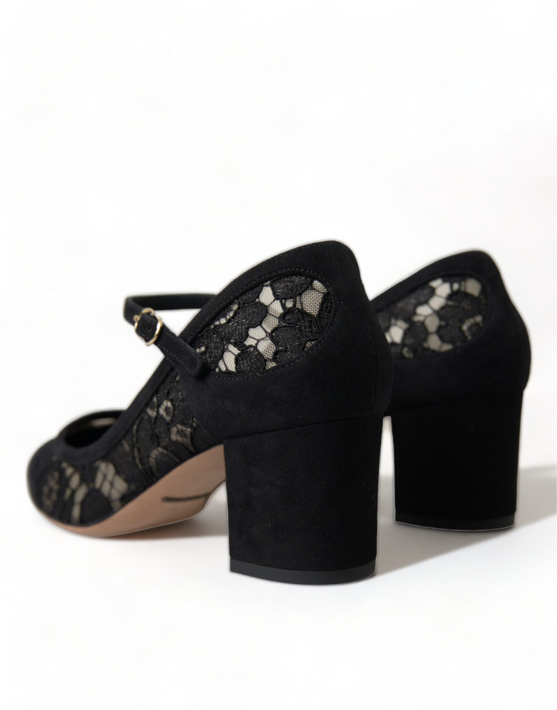 Elegant Suede Mary Jane Lace Heels Dolce & Gabbana