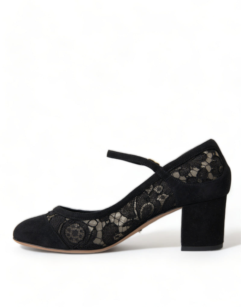 Elegant Suede Mary Jane Lace Heels Dolce & Gabbana