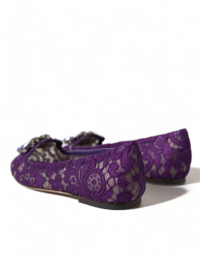 Elegant Floral Lace Vally Flat Shoes Dolce & Gabbana