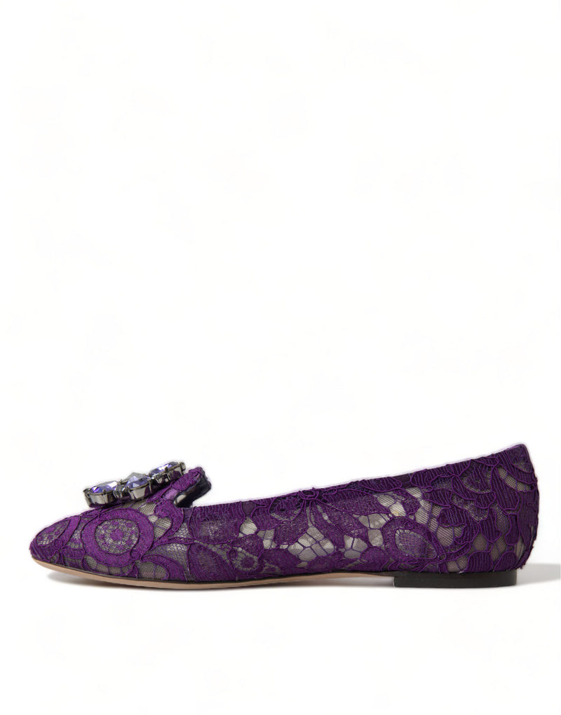 Elegant Floral Lace Vally Flat Shoes Dolce & Gabbana