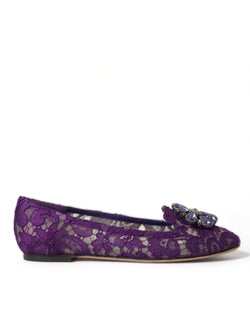 Elegant Floral Lace Vally Flat Shoes Dolce & Gabbana