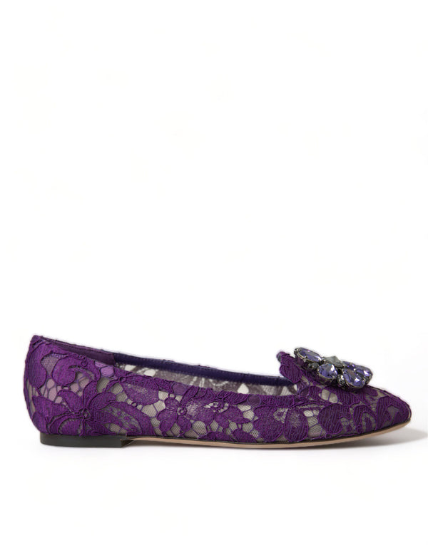 Elegant Floral Lace Vally Flat Shoes Dolce & Gabbana