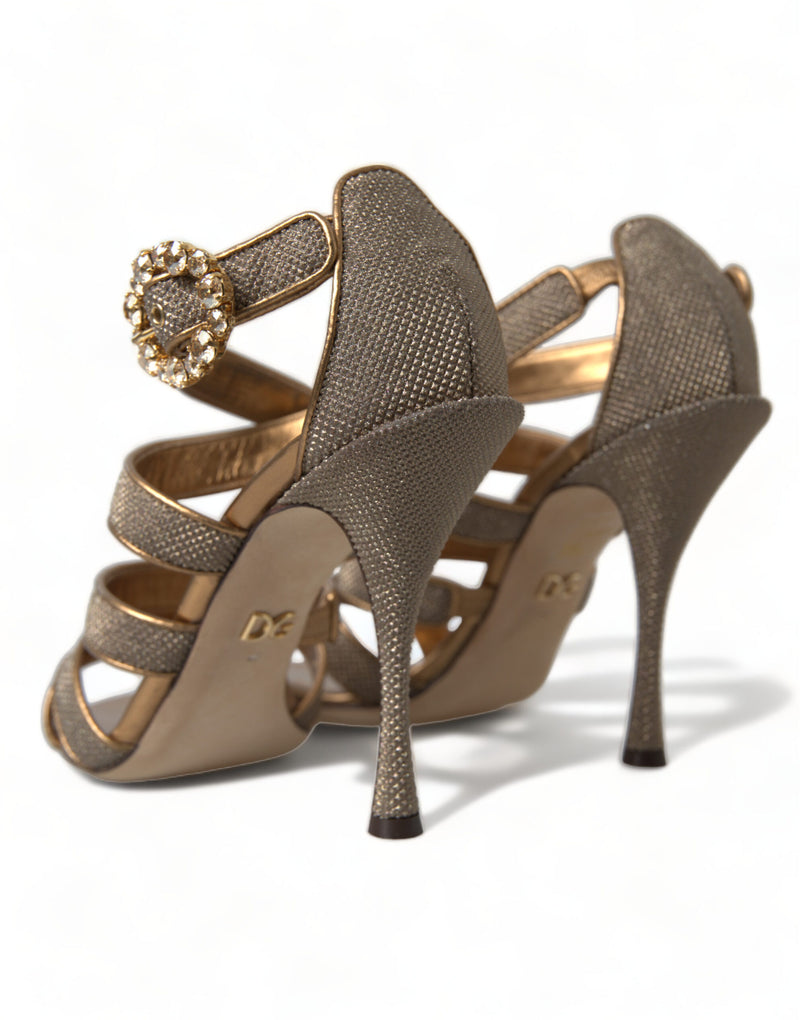 Bronze Crystal Stiletto Heels Sandals Dolce & Gabbana