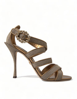 Bronze Crystal Stiletto Heels Sandals Dolce & Gabbana