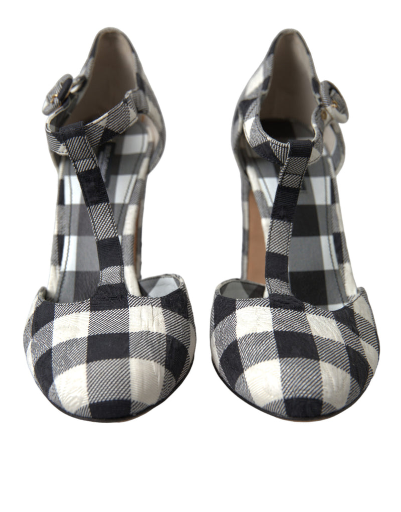 Chic Gingham T-Strap Pumps: Timeless Mary Jane Heels Dolce & Gabbana