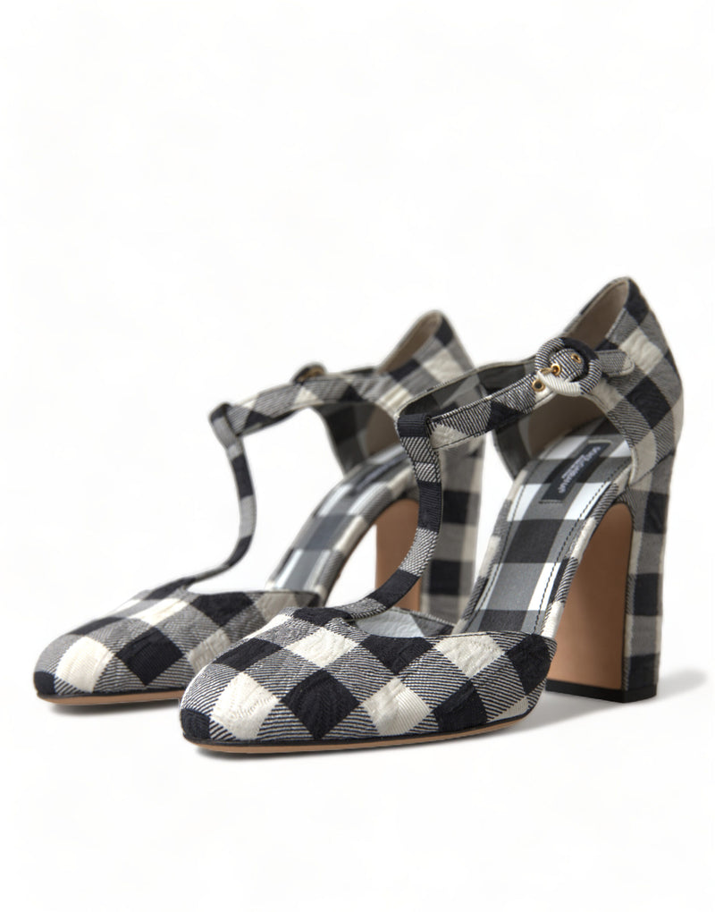 Chic Gingham T-Strap Pumps: Timeless Mary Jane Heels Dolce & Gabbana