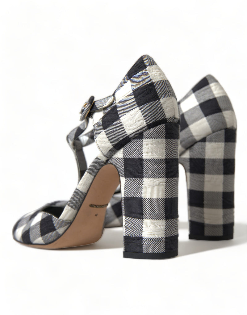 Chic Gingham T-Strap Pumps: Timeless Mary Jane Heels Dolce & Gabbana