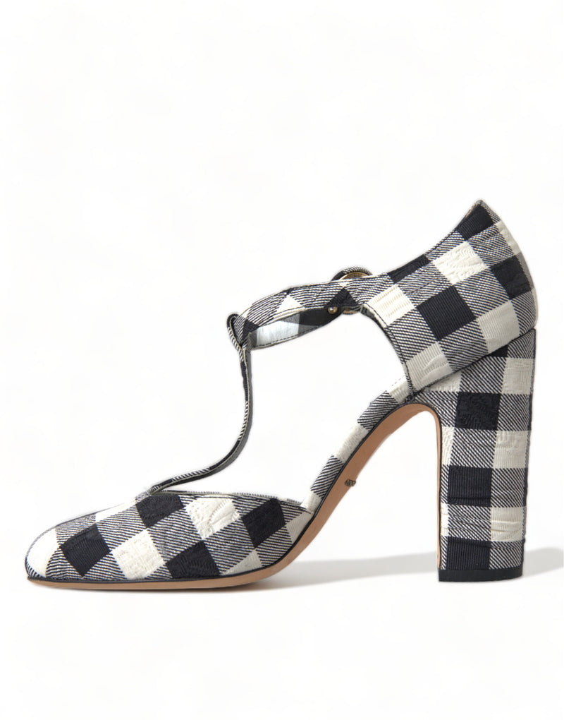 Chic Gingham T-Strap Pumps: Timeless Mary Jane Heels Dolce & Gabbana