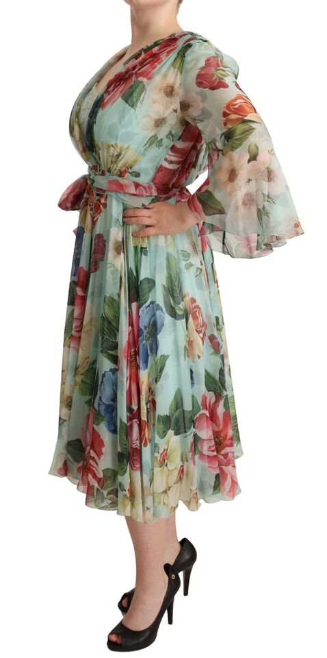 Floral Silk Midi Wrap Dress Dolce & Gabbana