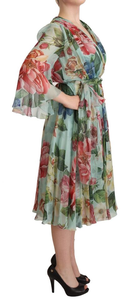 Floral Silk Midi Wrap Dress Dolce & Gabbana