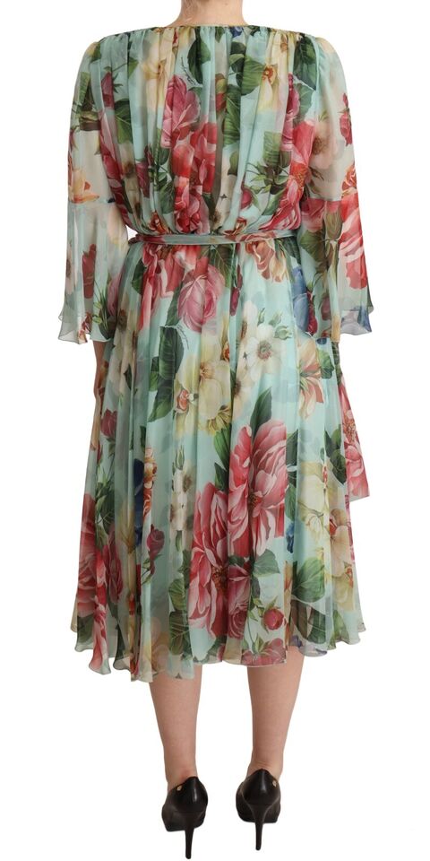 Floral Silk Midi Wrap Dress Dolce & Gabbana