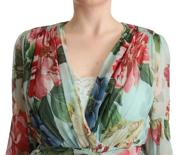 Floral Silk Midi Wrap Dress Dolce & Gabbana