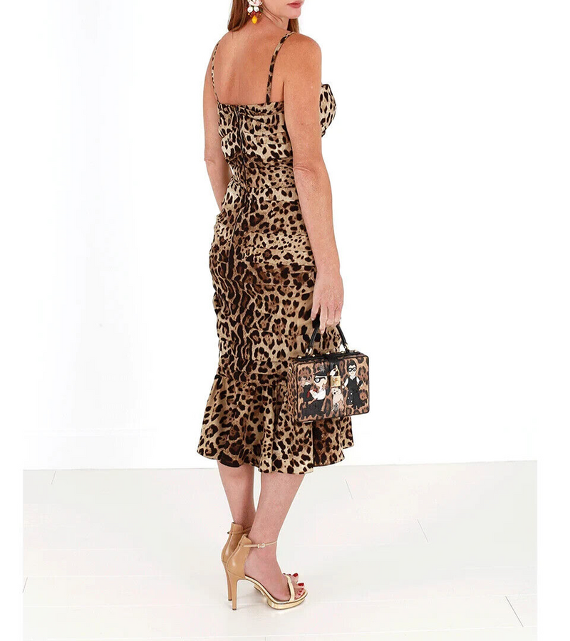 Elegant Leopard Print Cady Dress Dolce & Gabbana