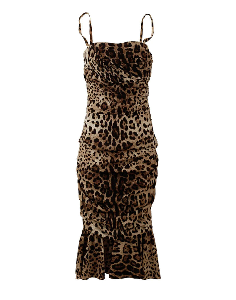 Elegant Leopard Print Cady Dress Dolce & Gabbana