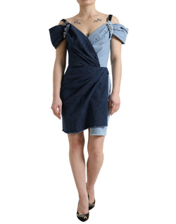 Elegant Two-Tone Blue Sheath Dress Dolce & Gabbana