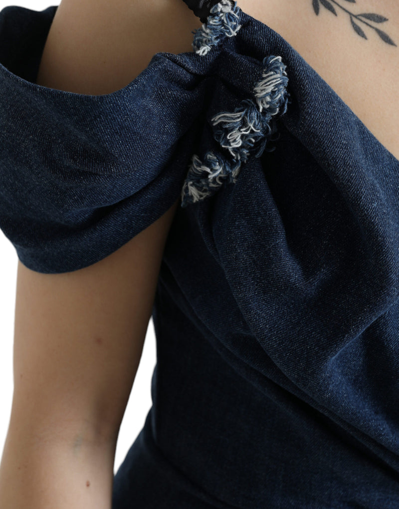 Elegant Two-Tone Blue Sheath Dress Dolce & Gabbana