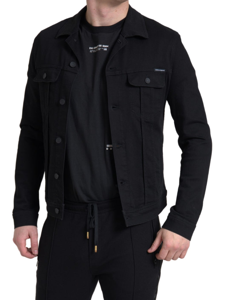 Elegant Black Denim Logo Jacket Dolce & Gabbana