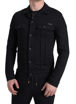 Elegant Black Denim Logo Jacket Dolce & Gabbana