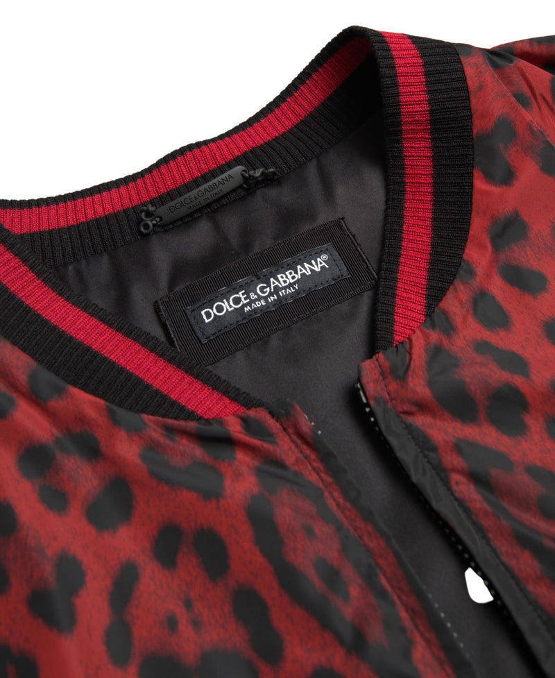 Red Leopard Print Bomber Jacket Dolce & Gabbana