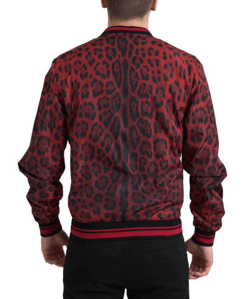 Red Leopard Print Bomber Jacket Dolce & Gabbana