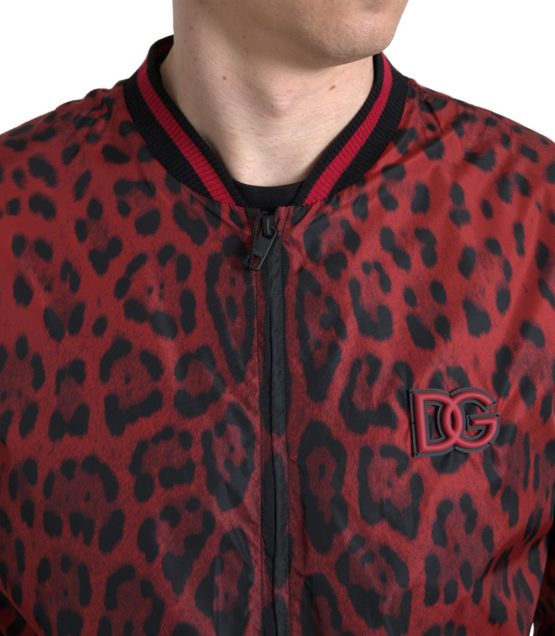 Red Leopard Print Bomber Jacket Dolce & Gabbana