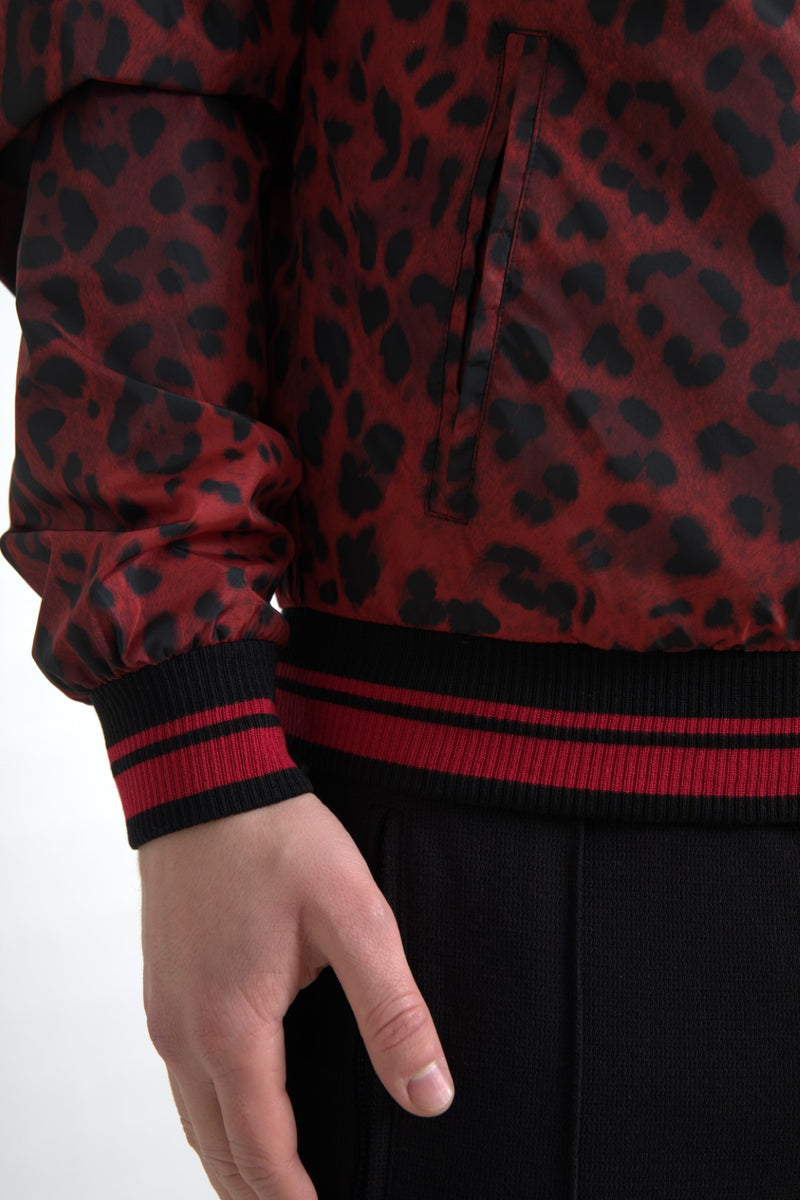 Red Leopard Print Bomber Jacket Dolce & Gabbana