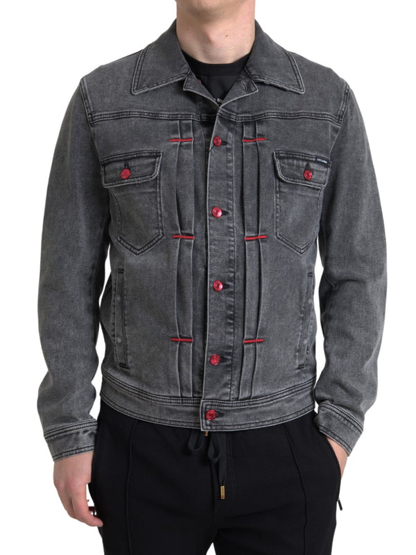 Elegant Gray Stretch Denim Jacket Dolce & Gabbana