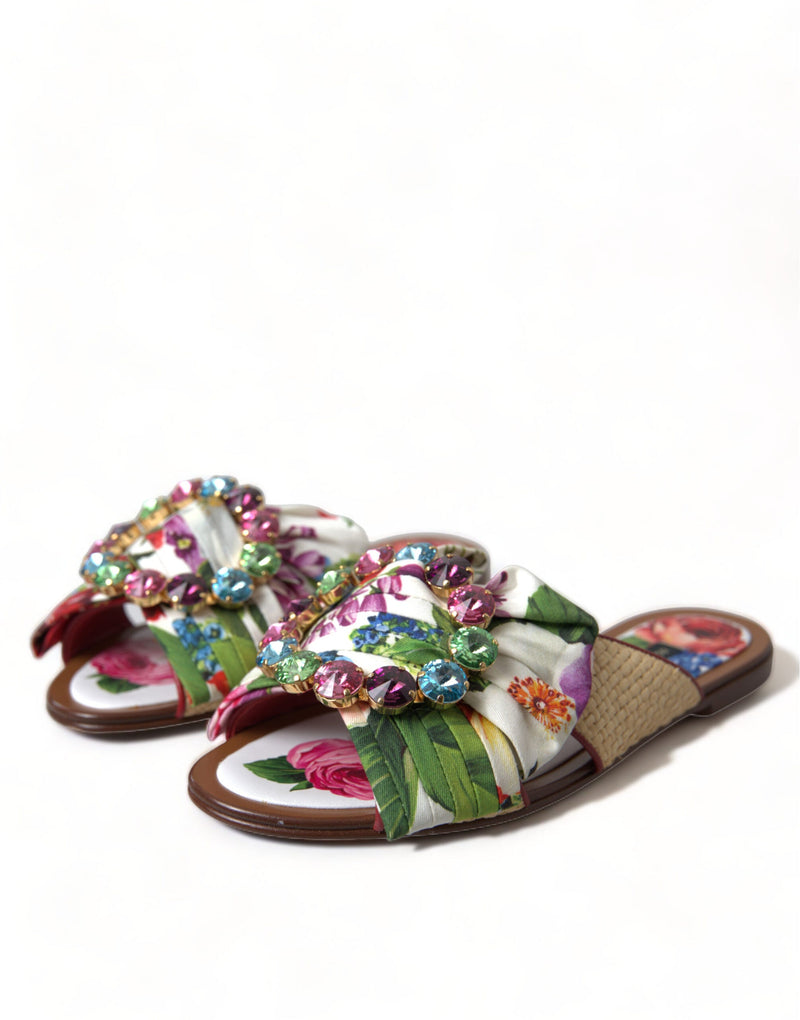 Exquisite Floral Print Flat Sandals Dolce & Gabbana