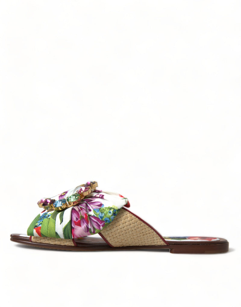 Exquisite Floral Print Flat Sandals Dolce & Gabbana