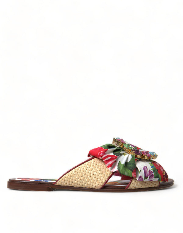 Exquisite Floral Print Flat Sandals Dolce & Gabbana