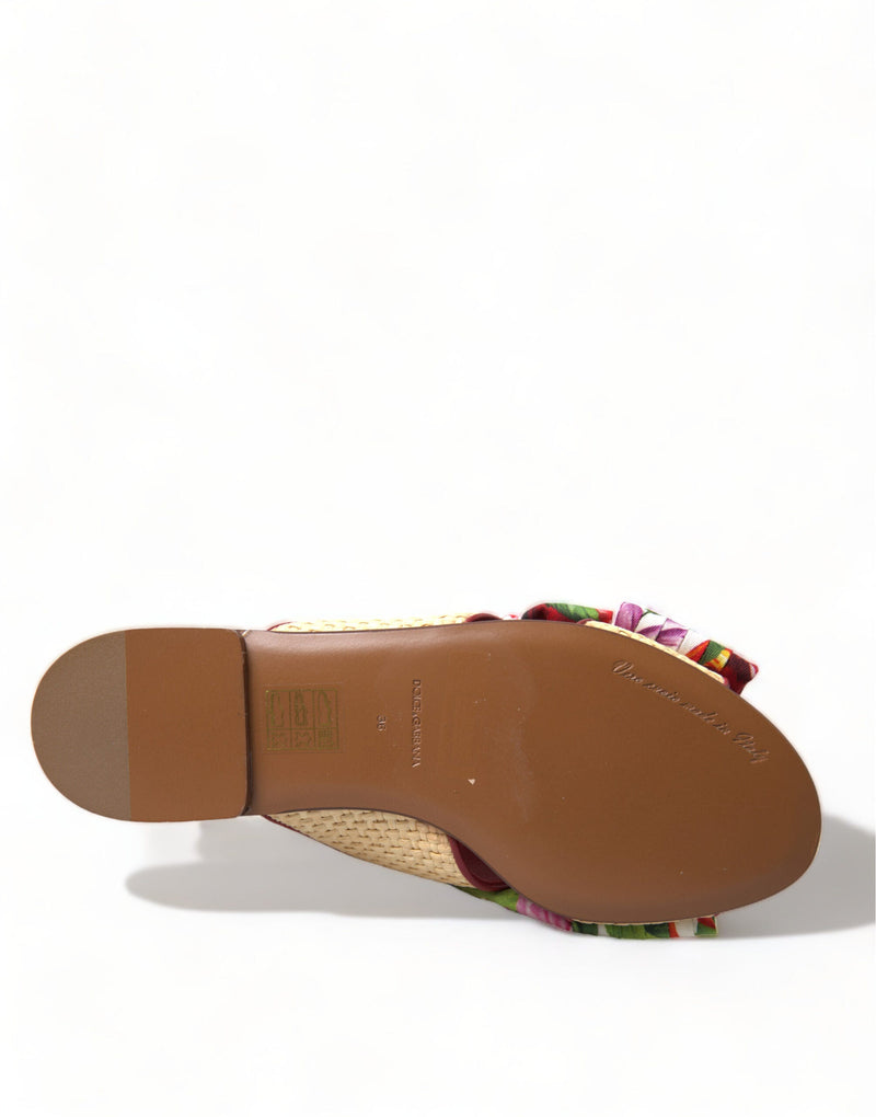 Exquisite Floral Print Flat Sandals Dolce & Gabbana