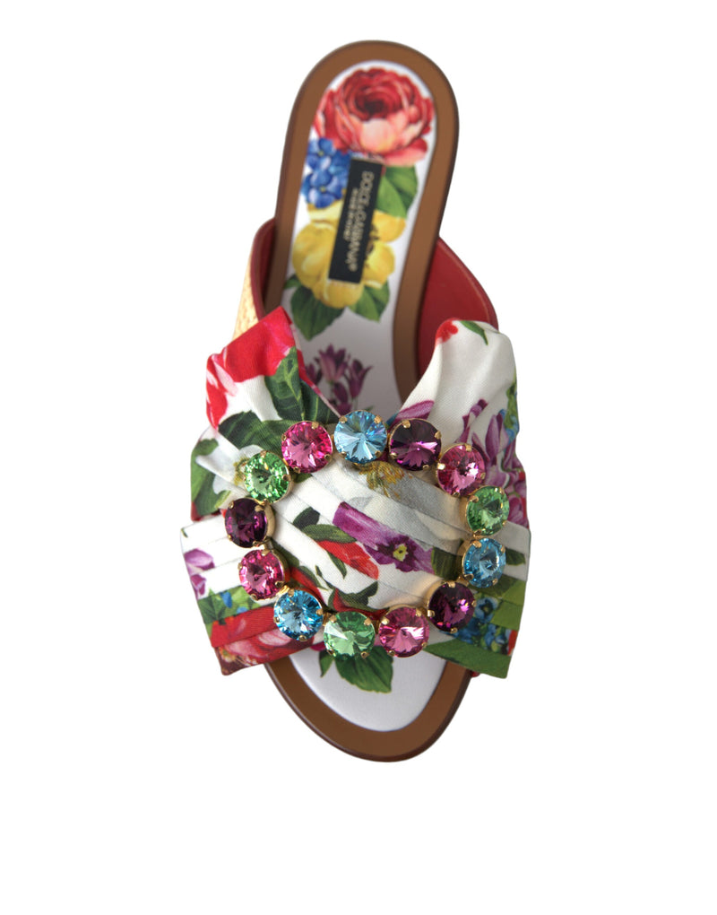 Exquisite Floral Print Flat Sandals Dolce & Gabbana