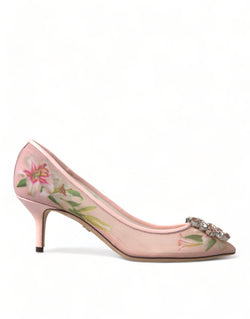 Elegant Pink Floral Crystal Pumps Dolce & Gabbana