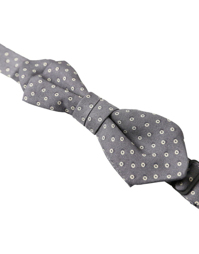 Elegant Silk Gray Polka Dot Bow Tie Dolce & Gabbana