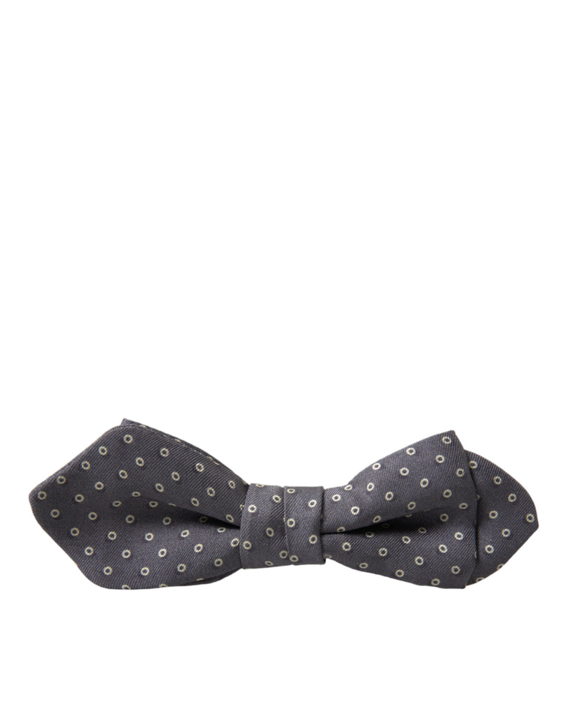 Elegant Silk Gray Polka Dot Bow Tie Dolce & Gabbana