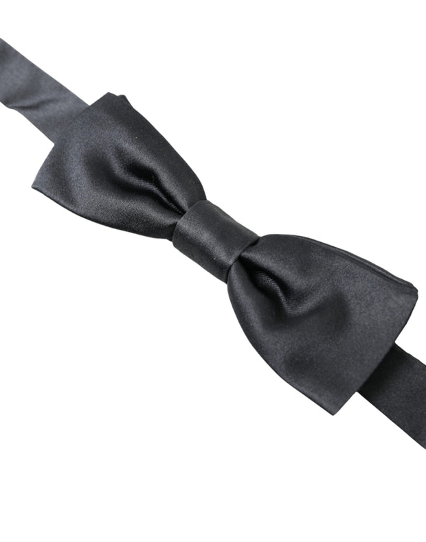 Elegant Anthracite Gray Silk Bow Tie Dolce & Gabbana