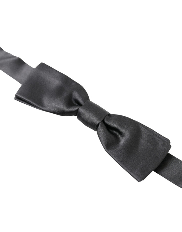 Elegant Dark Anthracite Silk Bow Tie Dolce & Gabbana