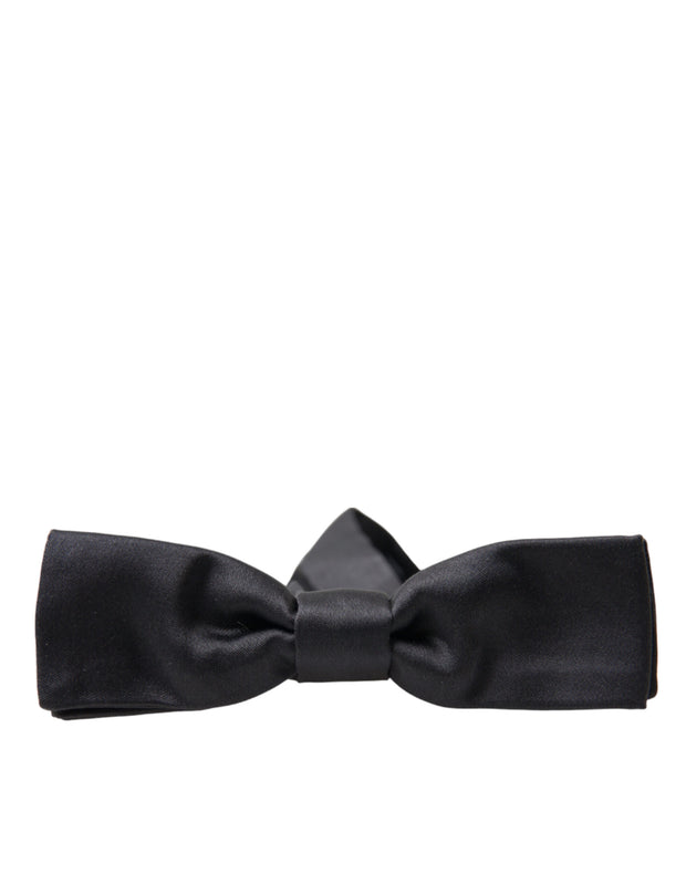 Elegant Dark Anthracite Silk Bow Tie Dolce & Gabbana