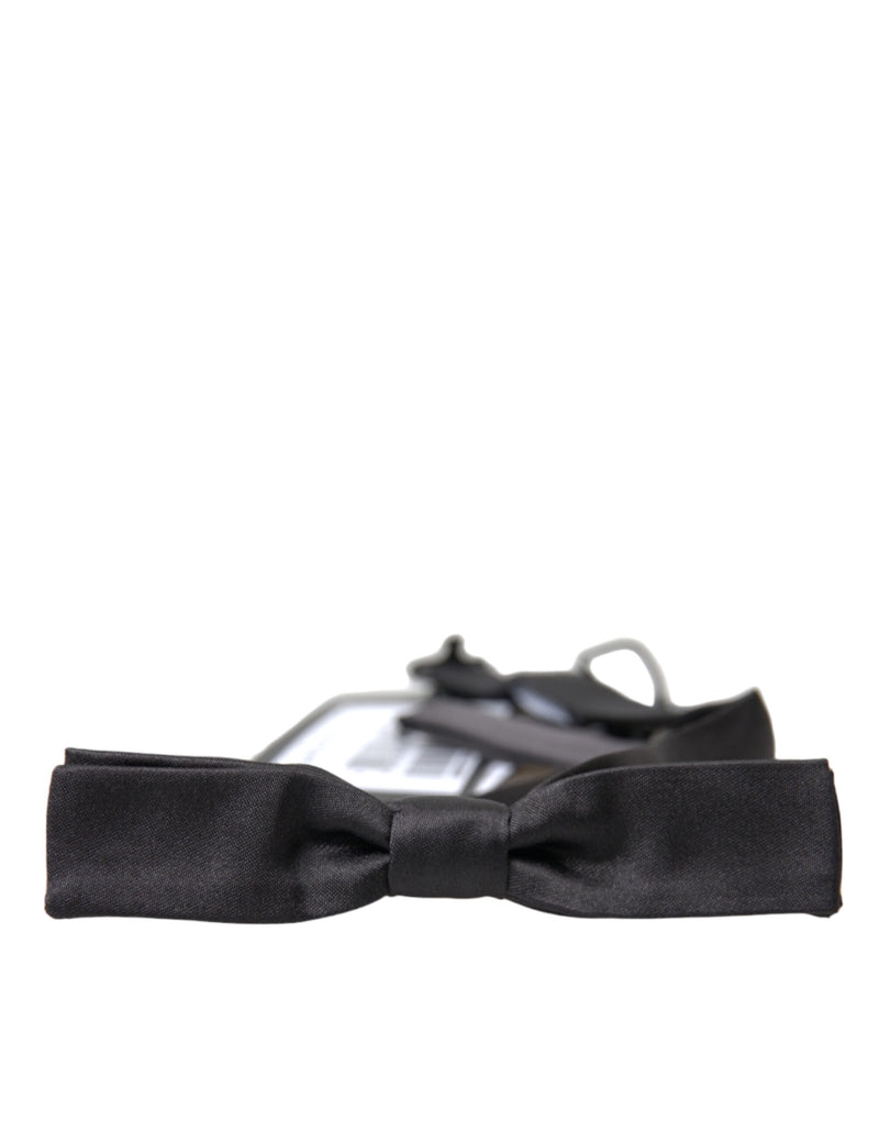 Elegant Dark Grey Silk Bow Tie Dolce & Gabbana