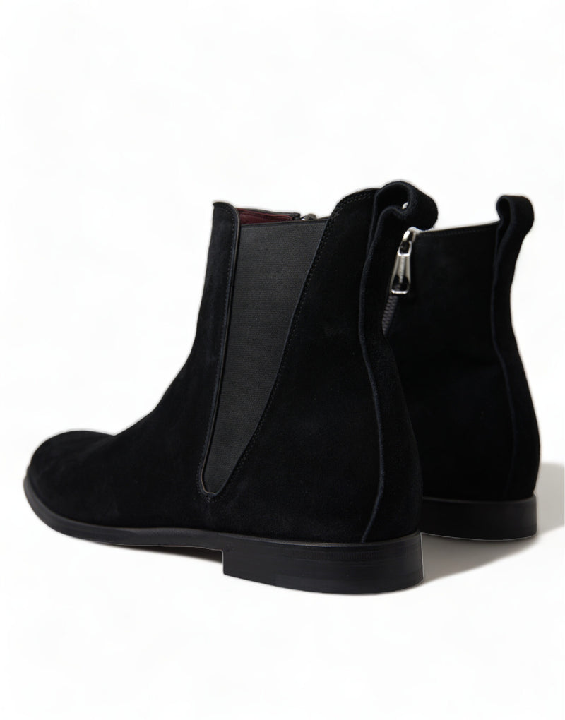 Elegant Black Velvet Mid-Calf Boots Dolce & Gabbana