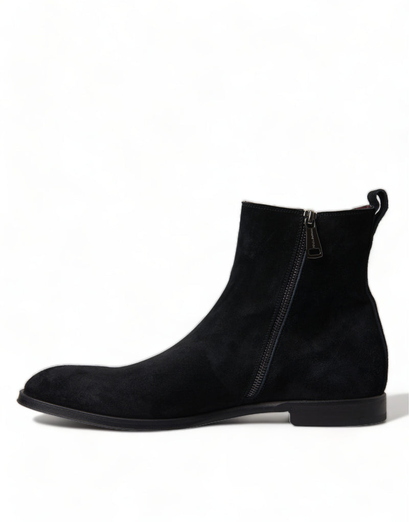 Elegant Black Velvet Mid-Calf Boots Dolce & Gabbana