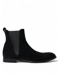 Elegant Black Velvet Mid-Calf Boots Dolce & Gabbana