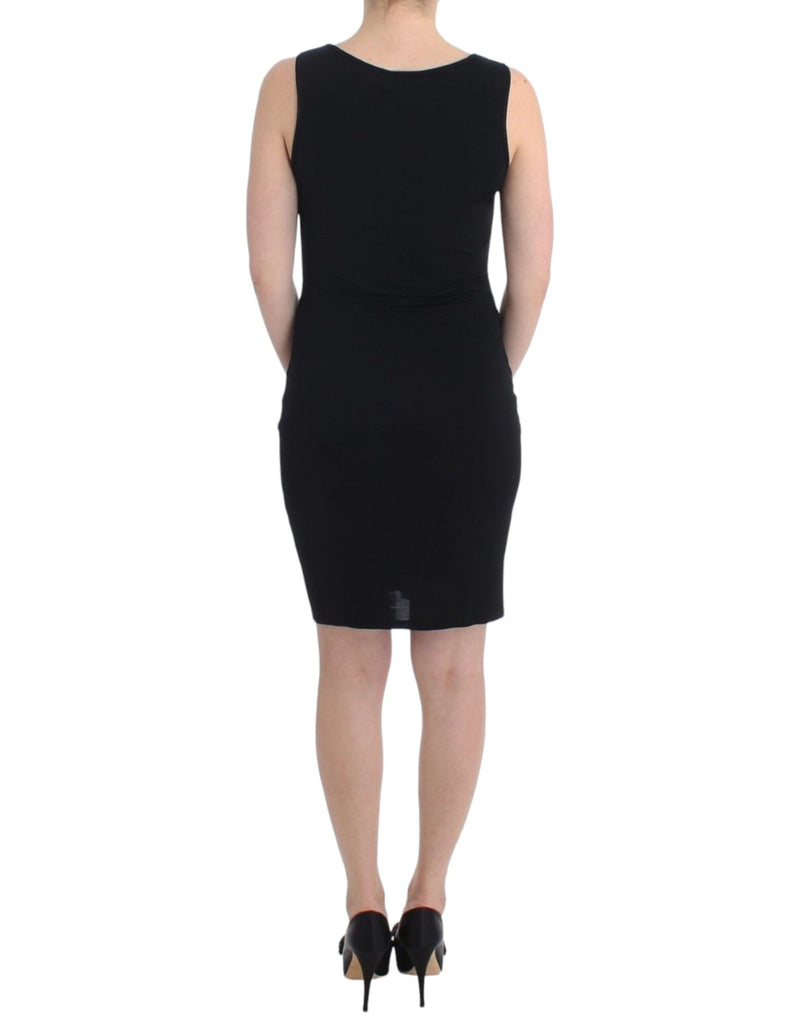 Elegant Black Sheath Knee-Length Dress Roccobarocco